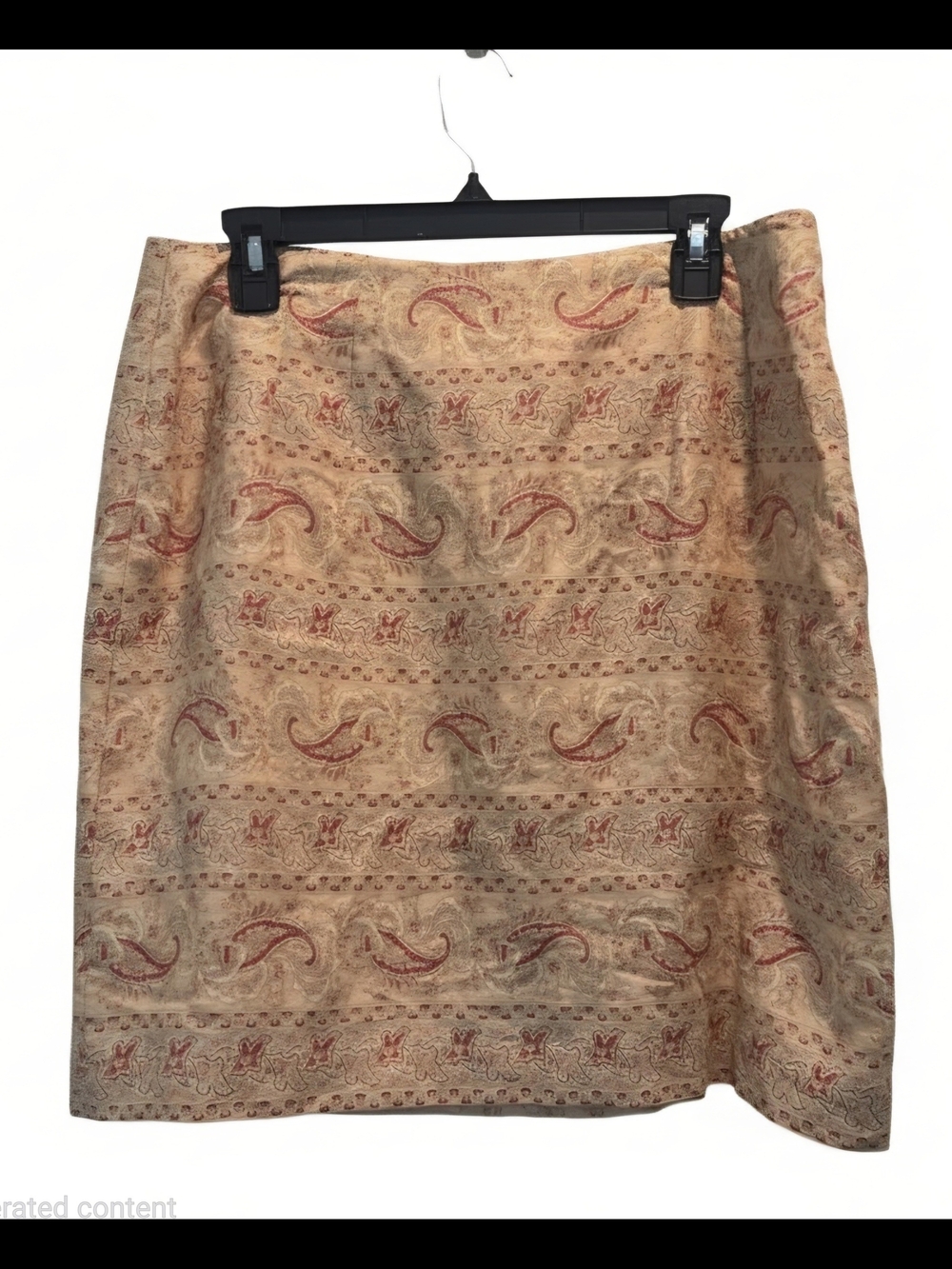 Charter Club Paisley Linen Wrap Skirt Peachy Tan Red Size 14 Boho Cottagecore